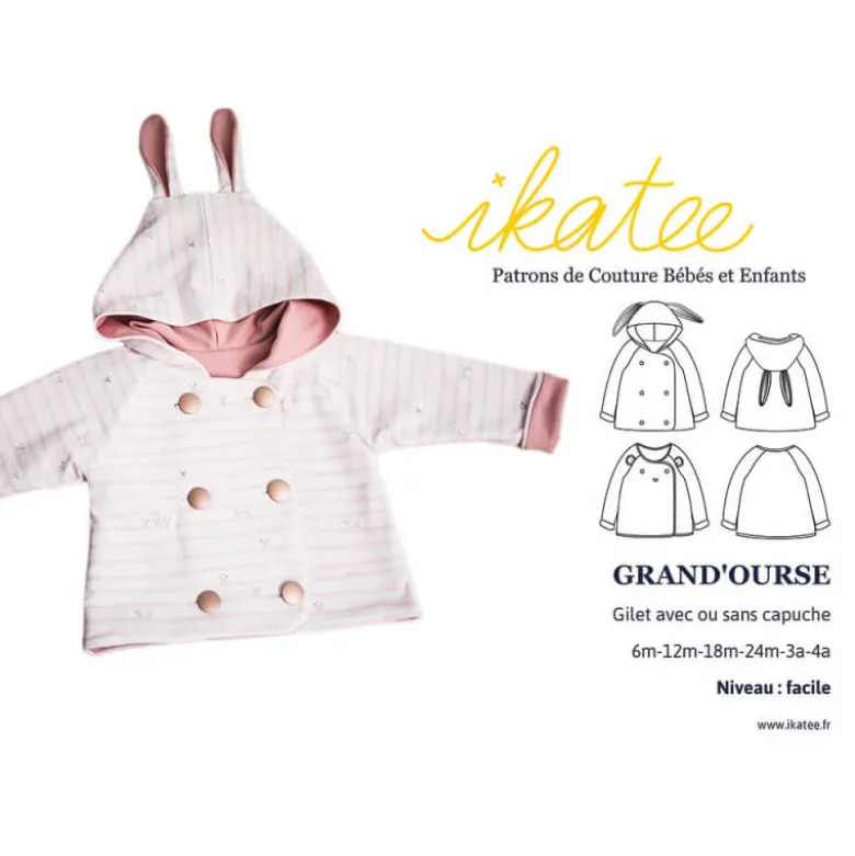 Patron Gilet Veste mixte Grand'Ourse by Ikatee du 6 mois au 4 ans