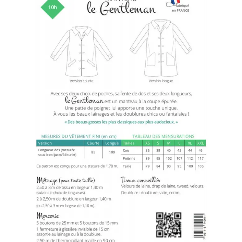 Patron manteau pour homme - le Gentleman - les BG