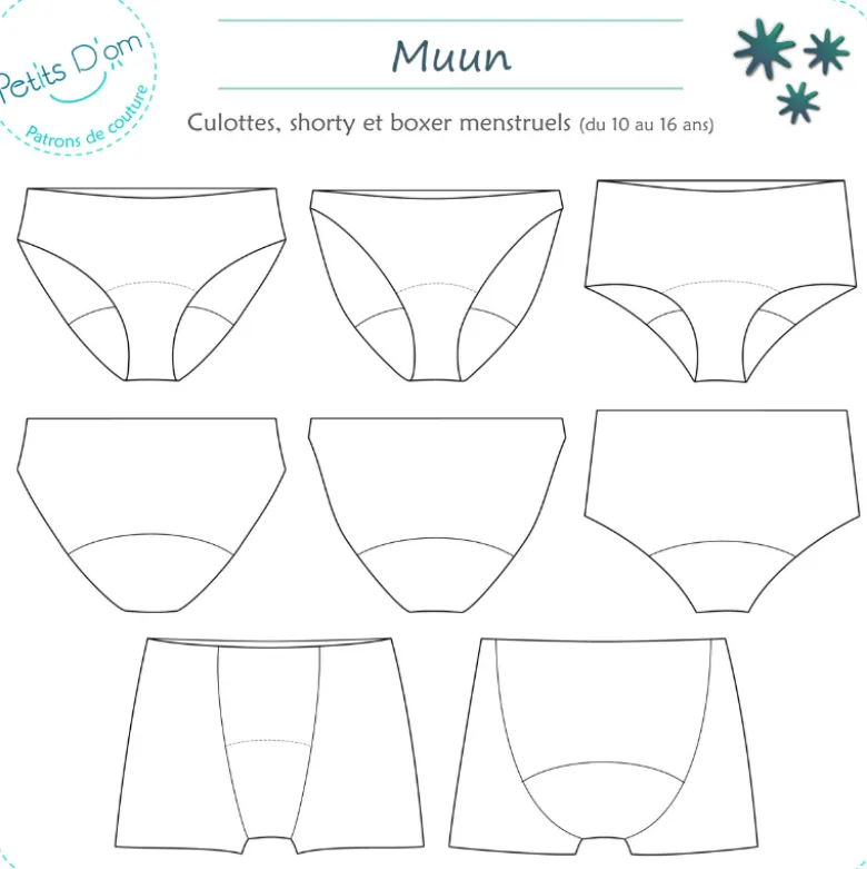 Patron Muun - culottes, shorty ou boxer du 10 au 16 ans - Petits D'om