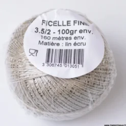 Pelote de ficelle contact alimentaire 0.8mm en Lin écru - 160mètres