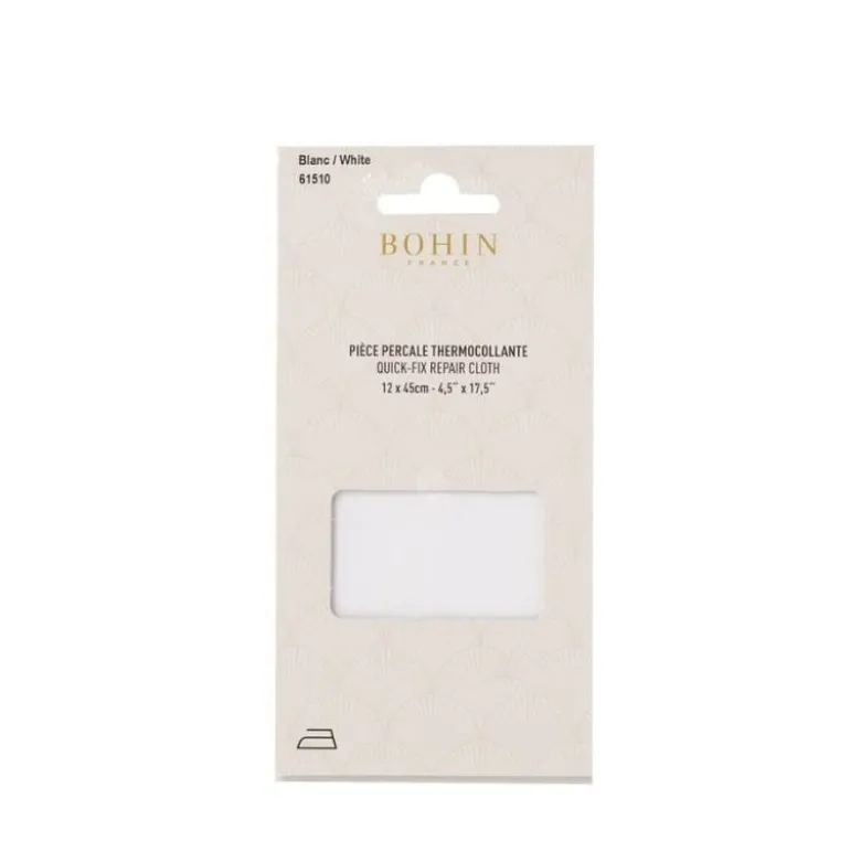 Pièce Percale thermocollante de réparation blanc 12 x 45cm - Bohin