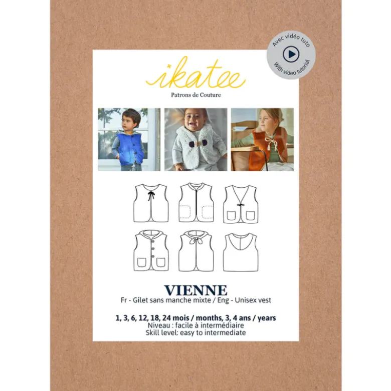 Pochette patron Gilet de berger Vienne by Ikatee - du 1 mois au 4 ans