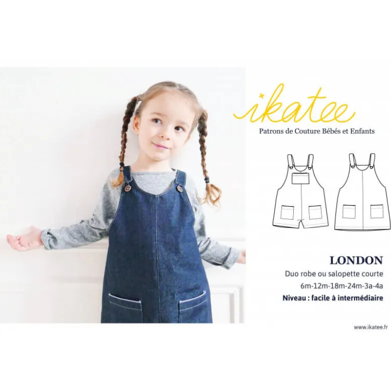 Pochette patron SALOPETTE OU ROBE LONDONpour bébé / fillette du 6 mois au 4 ansby Ikatee