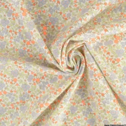 Popeline Bio & OEKO TEX motifs fleurs orange fluo