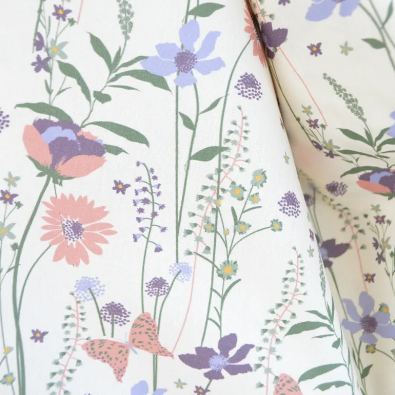 Popeline de coton Isaroa – Fleurs botaniques parme & violet - OEKO TEX
