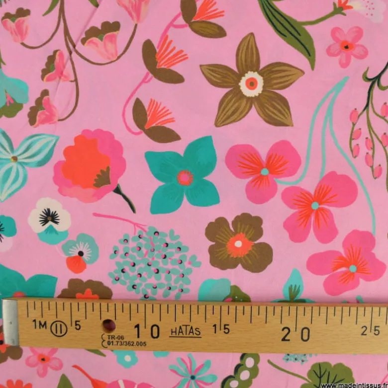 Popeline de coton Meadow Flower Pink - Nerida Hansen