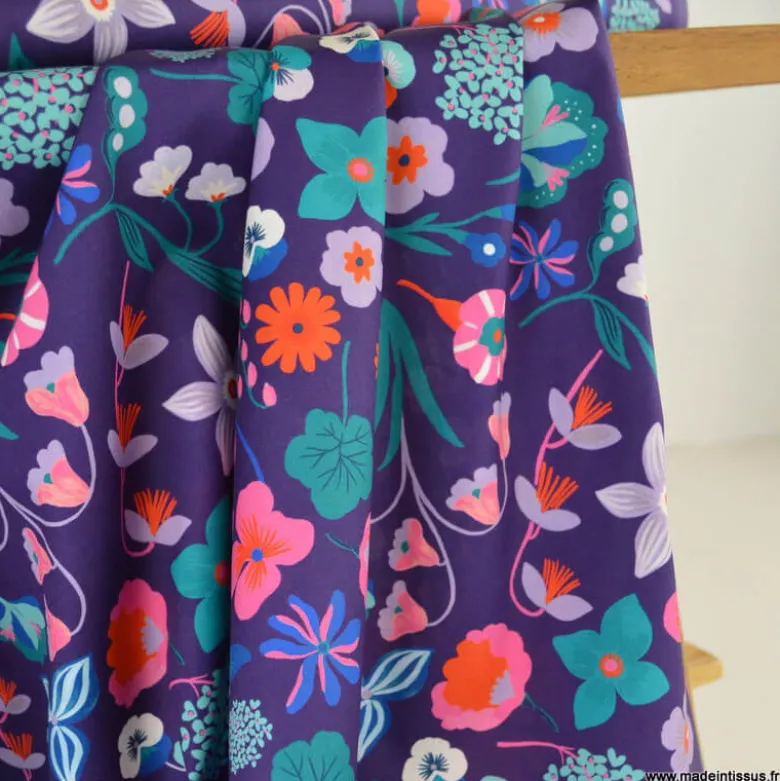 Popeline de coton Meadow Flower dark purple - Nerida Hansen