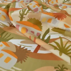 Popeline de viscose motif méditerranéen – terracotta, ocre et vert