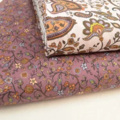 Popeline Lison style Liberty à motifs fleurs vieux rose - OEKO TEX
