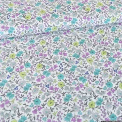 Popeline Litchi style Liberty coloris bleu et parme - OEKO TEX