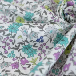 Popeline Litchi style Liberty coloris bleu et parme - OEKO TEX