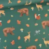Popeline Poppy motif animaux de la foret fond vert - OEKO TEX