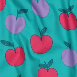 Popeline Poppy motif Pommes fond Turquoise