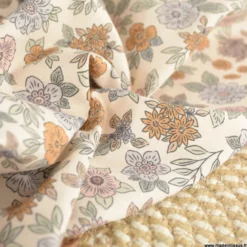 Pul contact alimentaire Marion motifs fleurs camel fond écru - motif exclusif