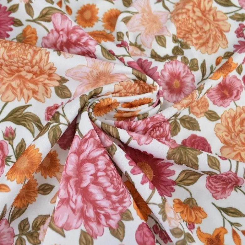 Pul contact alimentaire motif fleurs Élisabeth prune et orange