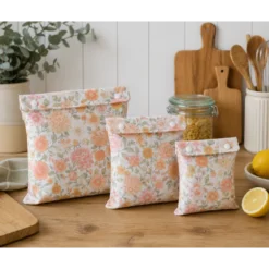 Pul contact alimentaire motif fleurs Élisabeth rose et beige