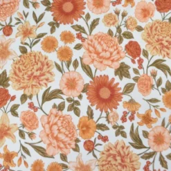 Pul contact alimentaire motif fleurs Élisabeth orange et kaki