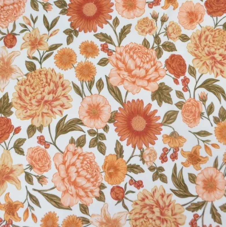 Pul contact alimentaire motif fleurs Élisabeth orange et kaki