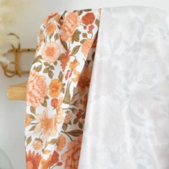 Pul contact alimentaire motif fleurs Élisabeth orange et kaki