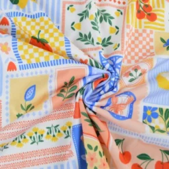 Pul contact alimentaire motifs Patchwork bleu et jaune - motif exclusif