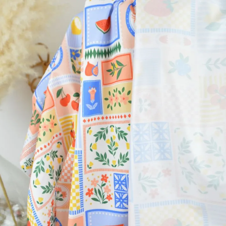 Pul contact alimentaire motifs Patchwork bleu et jaune - motif exclusif