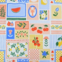 Pul contact alimentaire motifs Patchwork bleu et jaune - motif exclusif
