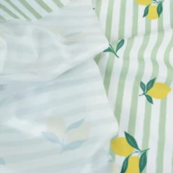 Pul contact alimentaire motifs citrons et rayures vert amande - motif exclusif