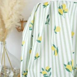 Pul contact alimentaire motifs citrons et rayures vert amande - motif exclusif