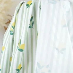 Pul contact alimentaire motifs citrons et rayures vert amande - motif exclusif