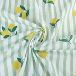 Pul contact alimentaire motifs citrons et rayures vert amande - motif exclusif