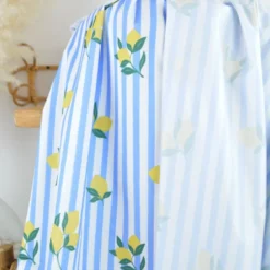 Pul contact alimentaire motifs citrons et rayures bleues - motif exclusif