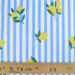 Pul contact alimentaire motifs citrons et rayures bleues - motif exclusif