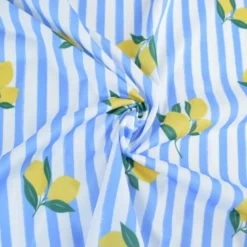 Pul contact alimentaire motifs citrons et rayures bleues - motif exclusif