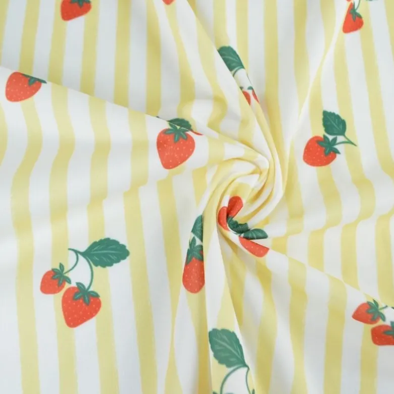Pul contact alimentaire motifs rayures jaunes et fraises - motif exclusif