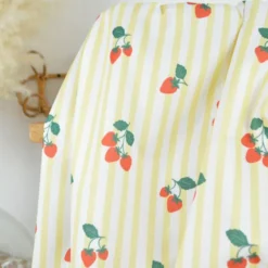 Pul contact alimentaire motifs rayures jaunes et fraises - motif exclusif