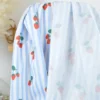 Pul contact alimentaire motifs rayures bleues et fraises - motif exclusif