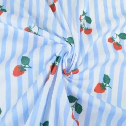 Pul contact alimentaire motifs rayures bleues et fraises - motif exclusif