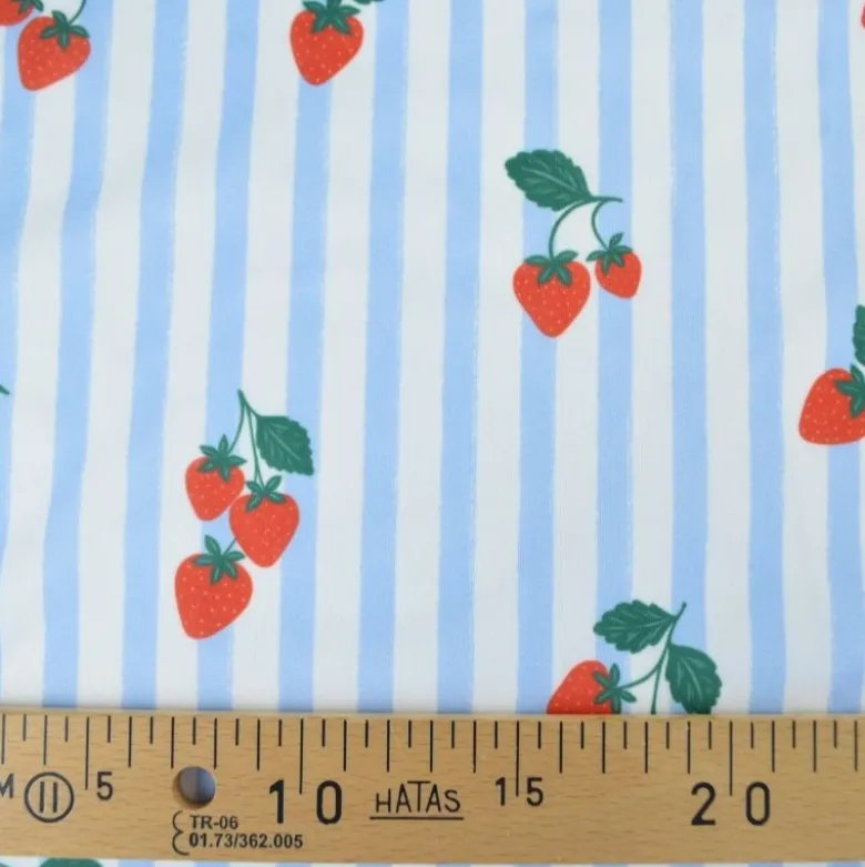 Pul contact alimentaire motifs rayures bleues et fraises - motif exclusif