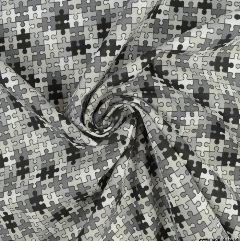 Pul contact alimentaire motifs Puzzle Noir et gris - oeko tex