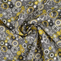 Pul contact alimentaire motifs Engrenages moutarde et gris - oeko tex