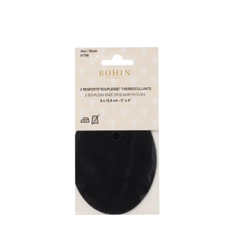 Renforts thermocollants en daim 8 x 10.5cm - Noir