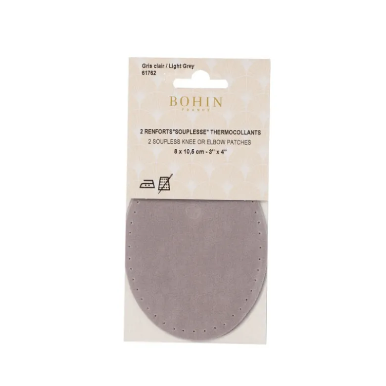 Renforts thermocollants en daim 8 x 10.5cm - Gris clair