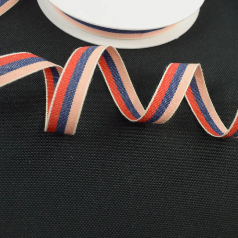 Ruban gros grain 15 mm colotis rouge, bleu et rose
