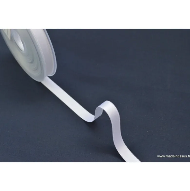 Ruban SATIN double face BLANC , 10 mm