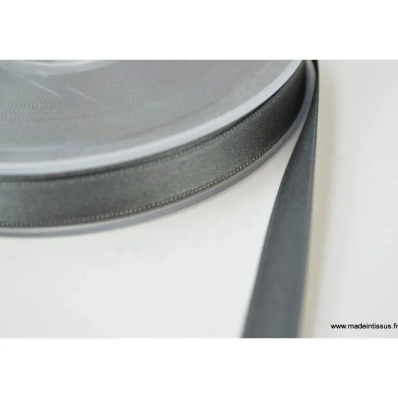 Ruban SATIN double face GRIS ANTHRACITE , 10 mm