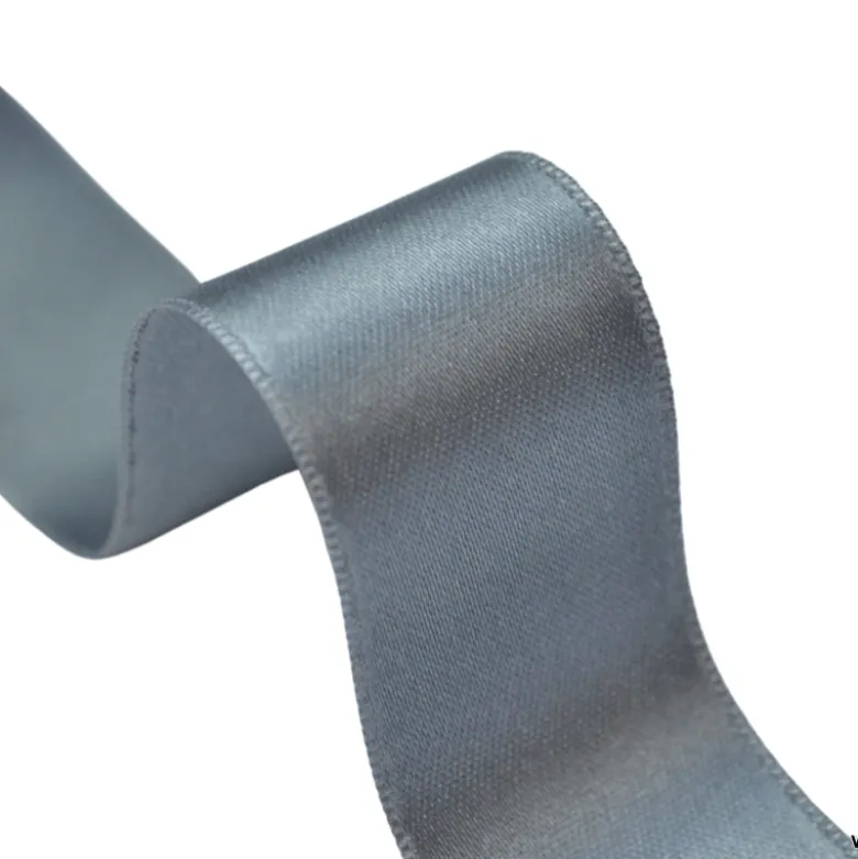 Ruban SATIN double face gris , 25 mm, .