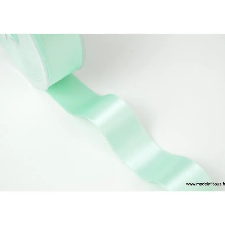 Ruban SATIN double face MENTHE , 25 mm, .