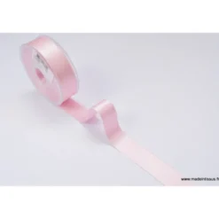 Ruban SATIN double face ROSE POUDRE , 25 mm, .