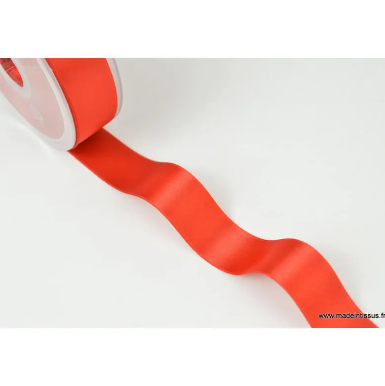 Ruban SATIN double face ROUGE , 25 mm, .