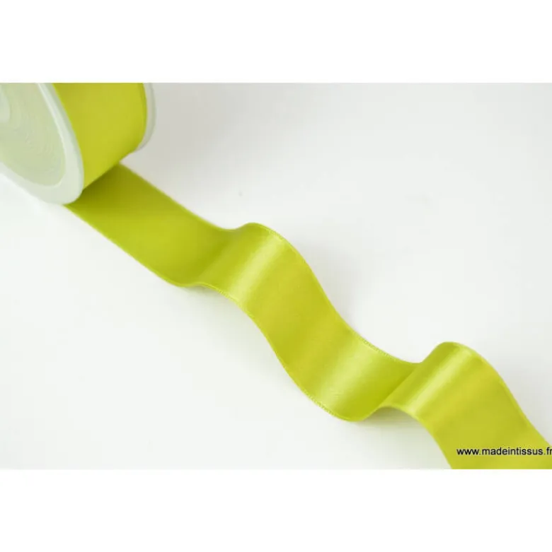 Ruban SATIN double face VERT , 25 mm, .